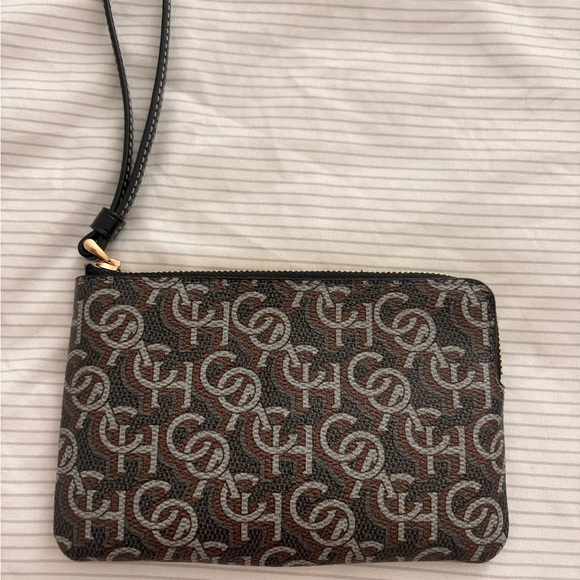 Coach Handbags - Coach Monogram Zip Wristlet in Brown and Gray